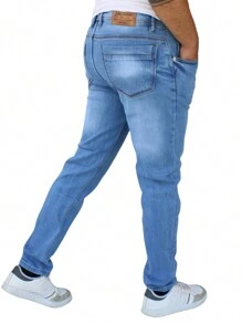 Pantalón Slim Fit de Mezclilla Stretch para Hombre John Silver - Neblina azul - Ver 2