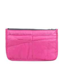 Túi Trang Điểm Hai Tông Màu, Túi Dây Kéo Đôi Màu Đỏ Hồng Túi Bảo Quản Đa Năng Hộp Đựng Son Môi Túi Bảo Quản Đồ Trang Điểm Hộp Đựng Đồ Trang Điểm - Màu Hồng Tươi - Xem 3