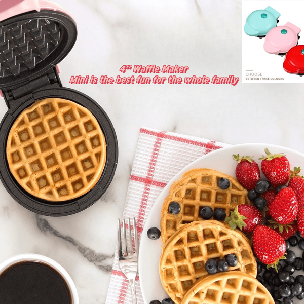 1PC Wall Plug 350watt 4inch Mini Waffle Maker for Individual Waffles, Hash Browns, Keto