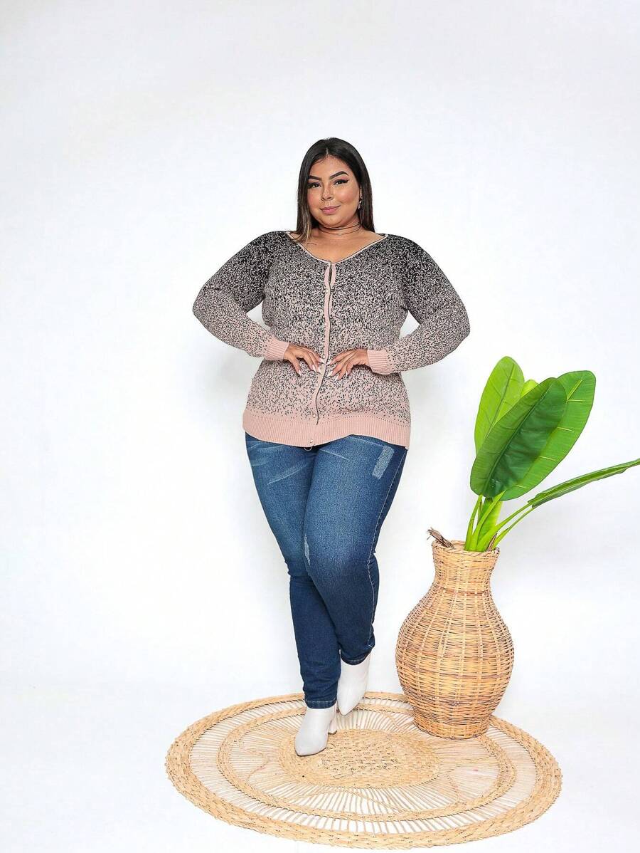 Plus Size Cardigans - Rusty Rose - View 1