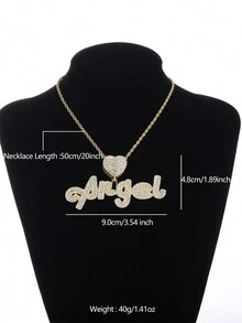 Angel Heart Pendant, Holy, Gentle, Beautiful Princess Style For Girl; Ideal Gift For And Christmas; Available In Gold And Silver; Multiple Chain Styles To Choose From; Hip-Hop Necklace Accessory, Versatile And Eye-Catching For Daily Wear And Campus Fashion - Yellow - View 2