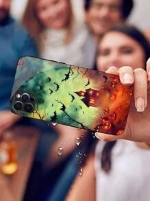 1pc Colored Pumpkin-shaped Phone Case, Shockproof & Scratch-resistant Soft Tpu Edges, Thin Hard Shell With Lens Cover. Personalized Dark Castle Halloween Theme Phone Protective Cover Compatible With Iphone/samsung/xiaomi/redmi/oppo/oneplus-pumpkin Group