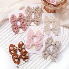 2pcs/set Solid Color Bowknot Hair Clips For Kids, Perfect For Parties Or Ponytail