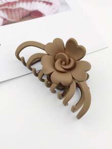 4pcs Ladies' Simple Matte Rose Shaped Plastic Hair Claw Clips For Daily Use - Multicolor - View 5