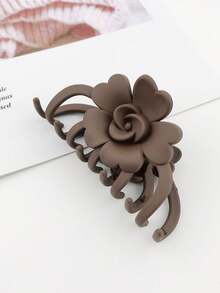 4pcs Ladies' Simple Matte Rose Shaped Plastic Hair Claw Clips For Daily Use - Multicolor - View 3