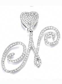 銀色連鎖字母吊墜項鍊,精緻字母吊墜附有a到z的不對稱字母陳述,不對稱字母頸鏈,禮品盒包裝 - 銀色 - 查看 25