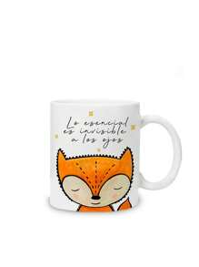 Taza con Frase "Lo Esencial es Invisible a los Ojos" de la historia del Príncipe, - Blanco - Ver 2