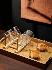 Set de 6 tazas de vidrio transparente de 100ml con asa, adecuadas para el hogar, oficina, cafetería, tienda, beber café, té o agua, útiles escolares para volver a la escuela - Blanco - Ver 3