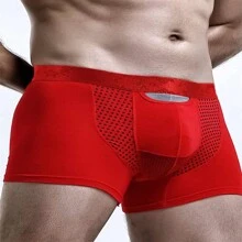 1pc Men's Underwear With Pouch Support And Sport Trunk - Red - View 1