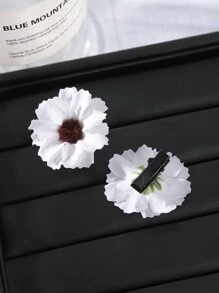 6 件裝向日葵形狀小髮夾,適合海灘度假 - 白色 - 查看 4