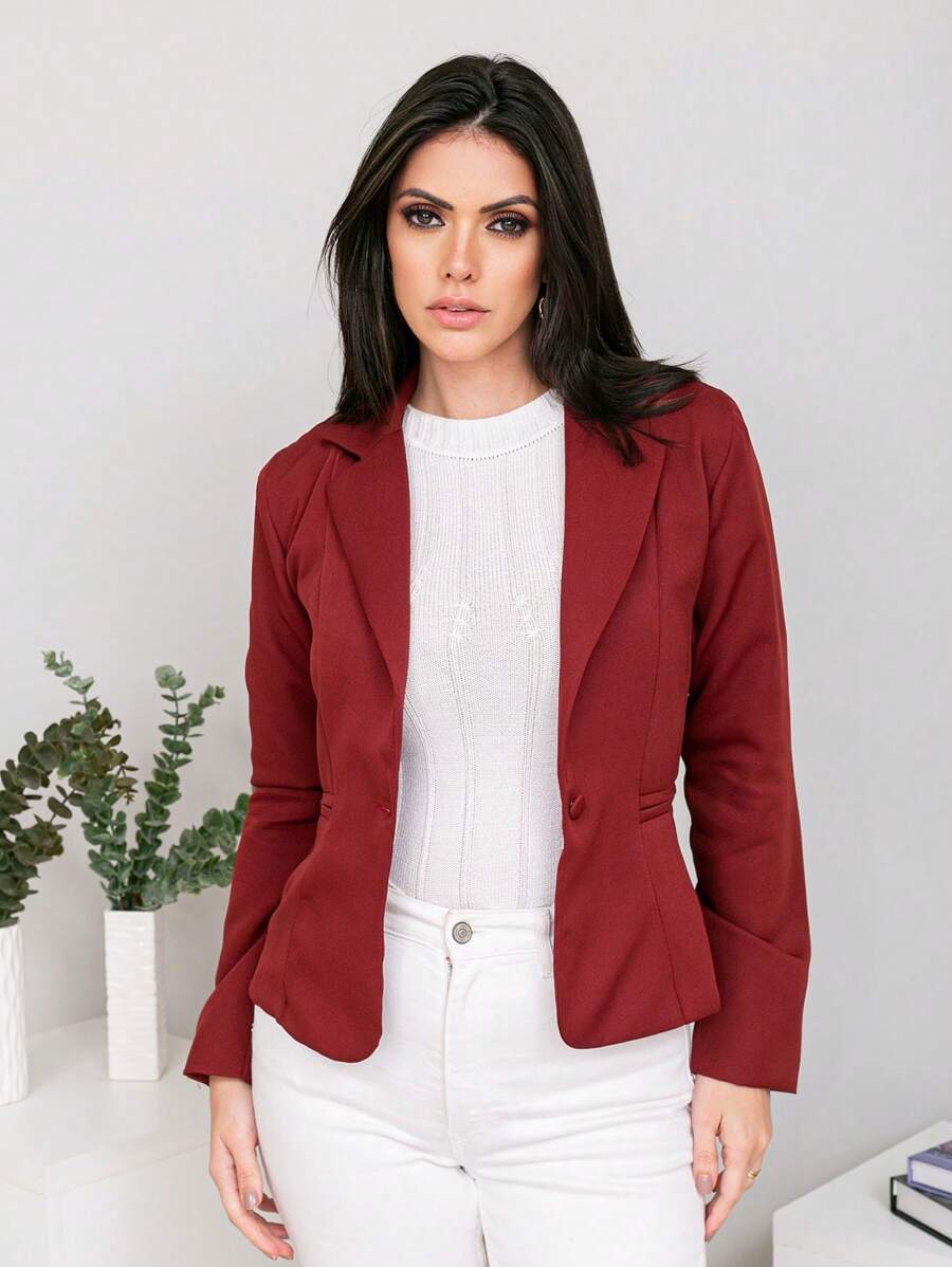 Women Blazers - Màu Đỏ Sâu - Xem 1