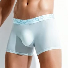 Men's Underwear Ice Silk 3d Pouch Boxer Briefs Ultra-thin Breathable Seamless Trunks, Summer - Baby Blue - View 1