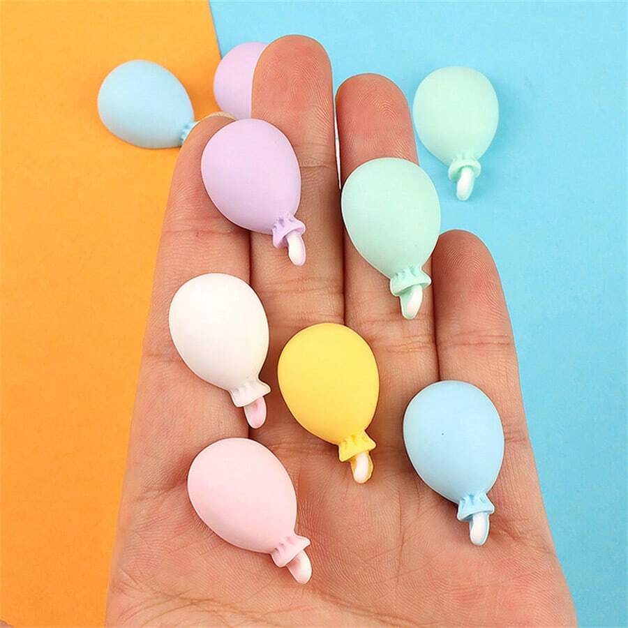 10pcs Mixed Macaron Style Balloon Pendants, DIY Jewelry Making Resin