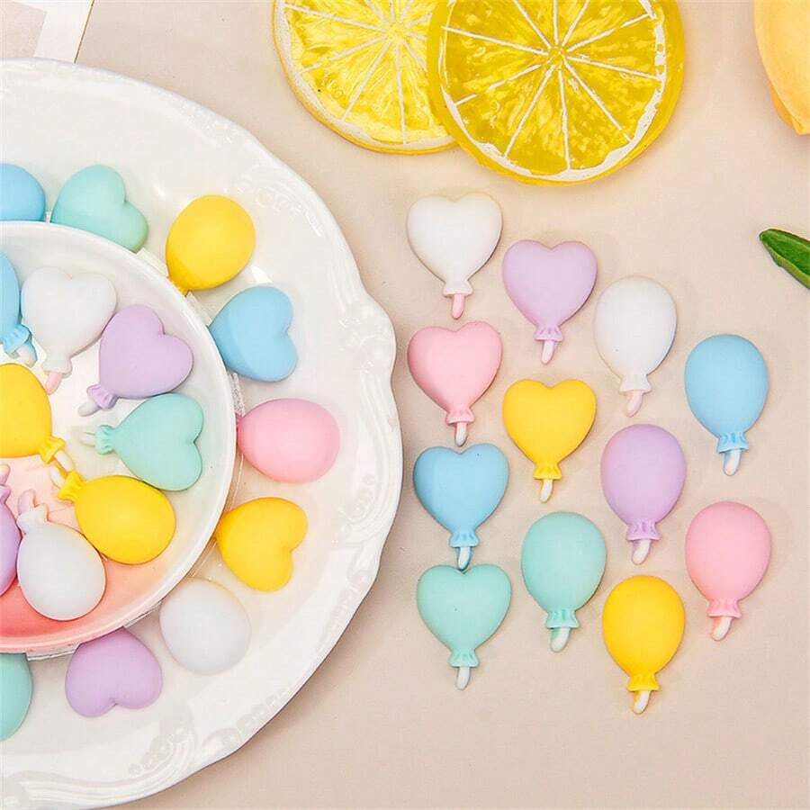 10pcs Mixed Macaron Style Balloon Pendants, DIY Jewelry Making Resin