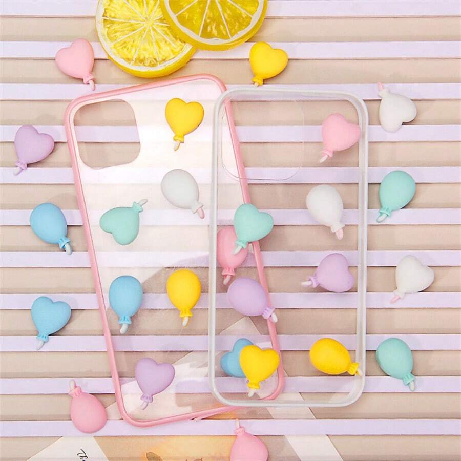 10pcs Mixed Macaron Style Balloon Pendants, DIY Jewelry Making Resin