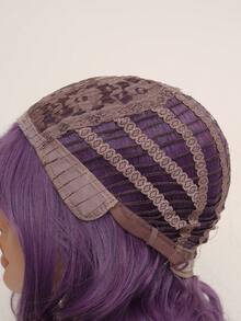 合成纖維耐熱假髮紫色長款卷波浪狀的假髮帶劉海假髮迷人紫色假髮逼真自然頭髮女性日常穿著角色扮演美麗頭髮