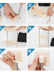 Estante de baño multifuncional creativo, estante de almacenamiento de pasta de cocina, estante de residuos multicapa para baño - Blanco - Ver 6