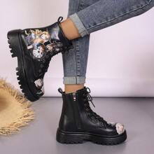 Của phụ nữ Giày ống Dày Nền tảng chất liệu da PU Giày bốt ngắn , Đúng mốt Và Linh hoạt - màu đen - Xem 4