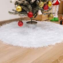 1pc White Tree Skirt For Christmas Tree Bottom, Christmas Party Decoration - White - View 5