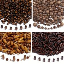 50/100/300/500pcs/pack Round/oval Shaped Wooden Beads In Deep Brown Color For Making Diy Bracelets, Necklaces And Other Handicrafts