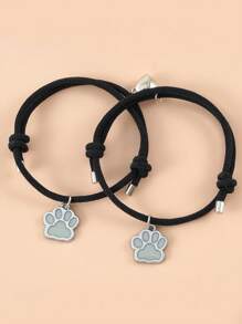 2 Stücke Leuchten-im-dunklen Hunde-pfote-anhänger-herzfrmagnetisch Anziehendes Paar Armbandset