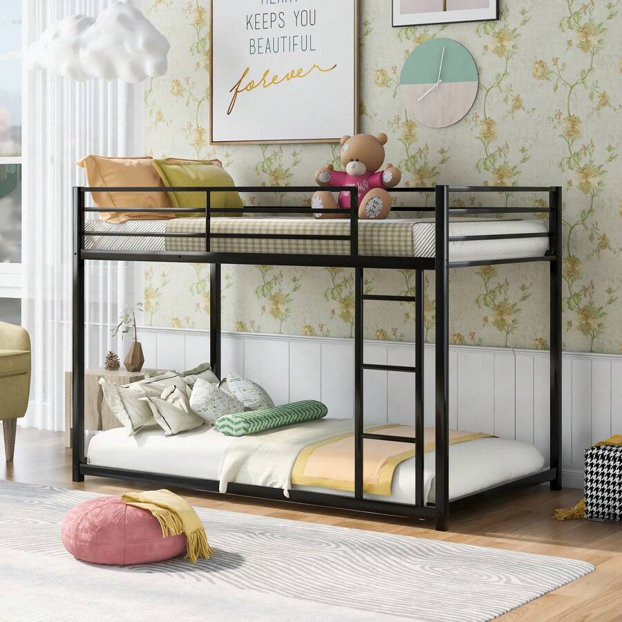 Nestfair Twin over Twin Metal Bunk Bed with Ladder