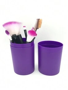 12pcs Makeup Brush & Brush Barrel Set, Multicolor, Portable, Convenient To Carry And Use, Including Detail Eye Shadow Brush,Brush Set,Makeup Brush Kit,Make Up Brush Set,Make Up Set Complete,Makeup Brush Set,Complete Makeup Kit,Brush Kit,Brushes Makeup Set,Makeup Gift Set - Black - View 3