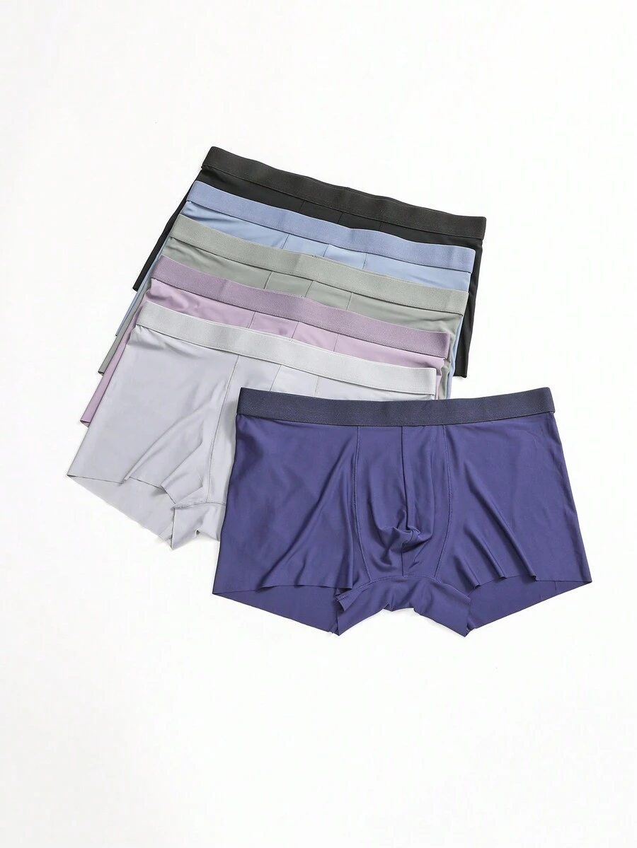 6pcs Ice Silk Seamless Thin Low Rise Convex Pouch Men's Trunks - Multicolor - View 1