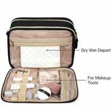 1入組 BAGSMART 女式盥洗包，大盥洗包防水化妝化妝品收納包門室必需品配件，洗髮精，全尺寸容器，盥洗用品（黑色）郵輪必備品 - 黑色 - 查看 4