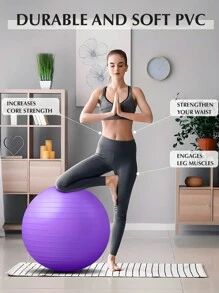 鍛煉球瑜伽球鍛煉健身球,防爆穩定球椅子平衡球帶泵適用於懷孕,物理療法,健身,平衡,芯 - 紫色 - 查看 3