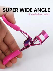 可攜式睫毛夾,帶有矽膠墊,1入組不鏽鋼黑色豹紋舒適手柄睫毛捲翹器,配有10個額外矽膠更換墊,5秒內完美捲翹,持久且不傷害睫毛,擴大眼形,適用於所有眼部,化妝工具適合女性和女孩 - 玫紅色 - 查看 4