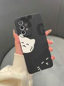 1 Stück Tpu Frosted Eye-Shaped Black Animal Cat Pattern Handyhülle Kompatibel mit Apple, Samsung, Xiaomi Handyhüllen