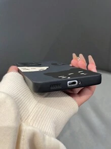 1 Stück Tpu Frosted Eye-Shaped Black Animal Cat Pattern Handyhülle Kompatibel mit Apple, Samsung, Xiaomi Handyhüllen