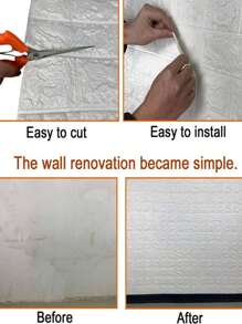 10 件,35x38.5 厘米/13.78 英寸 X 15.16 英寸 Diy 自粘 3d 牆貼,臥室防水家居裝飾泡沫磚壁紙 - 彩色 - 查看 3