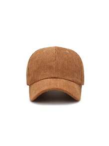 1pc Unisex Solid Color Corduroy Baseball Cap, Autumn & Winter Windproof And Uv Protection - Coffee Brown - View 4
