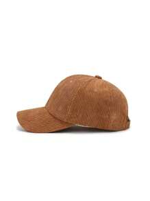 1pc Unisex Solid Color Corduroy Baseball Cap, Autumn & Winter Windproof And Uv Protection - Coffee Brown - View 3