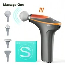 Skg Massage Gun With Heat, Professional Deep Tissue Handheld Muscle Massager For Home Gym Post-Workout Pain Relief, Portable Massager For Recovery After Exercise, F7, Pink, Great As Mom Gifts, Valentines Gifts, Boyfriend Gifts, Valentine's Day Gifts And   Gifts - Grey - View 3