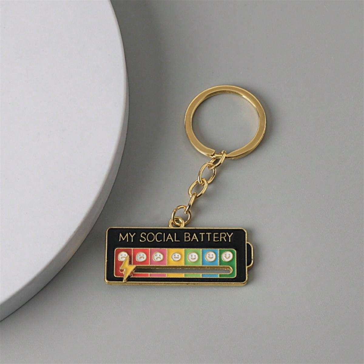 1pc, My Social Battery Interactive Key Chain Mood Expressing Keyring