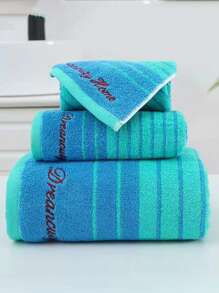 时尚条纹浴巾 简约风格 柔软吸水 70*140cm 淋浴巾 适用于美容院、酒店运动、家居必需品、毛巾、护肤 - 海軍藍 - 查看 1