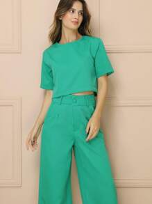 Women Two-piece Outfits - Green - View 1