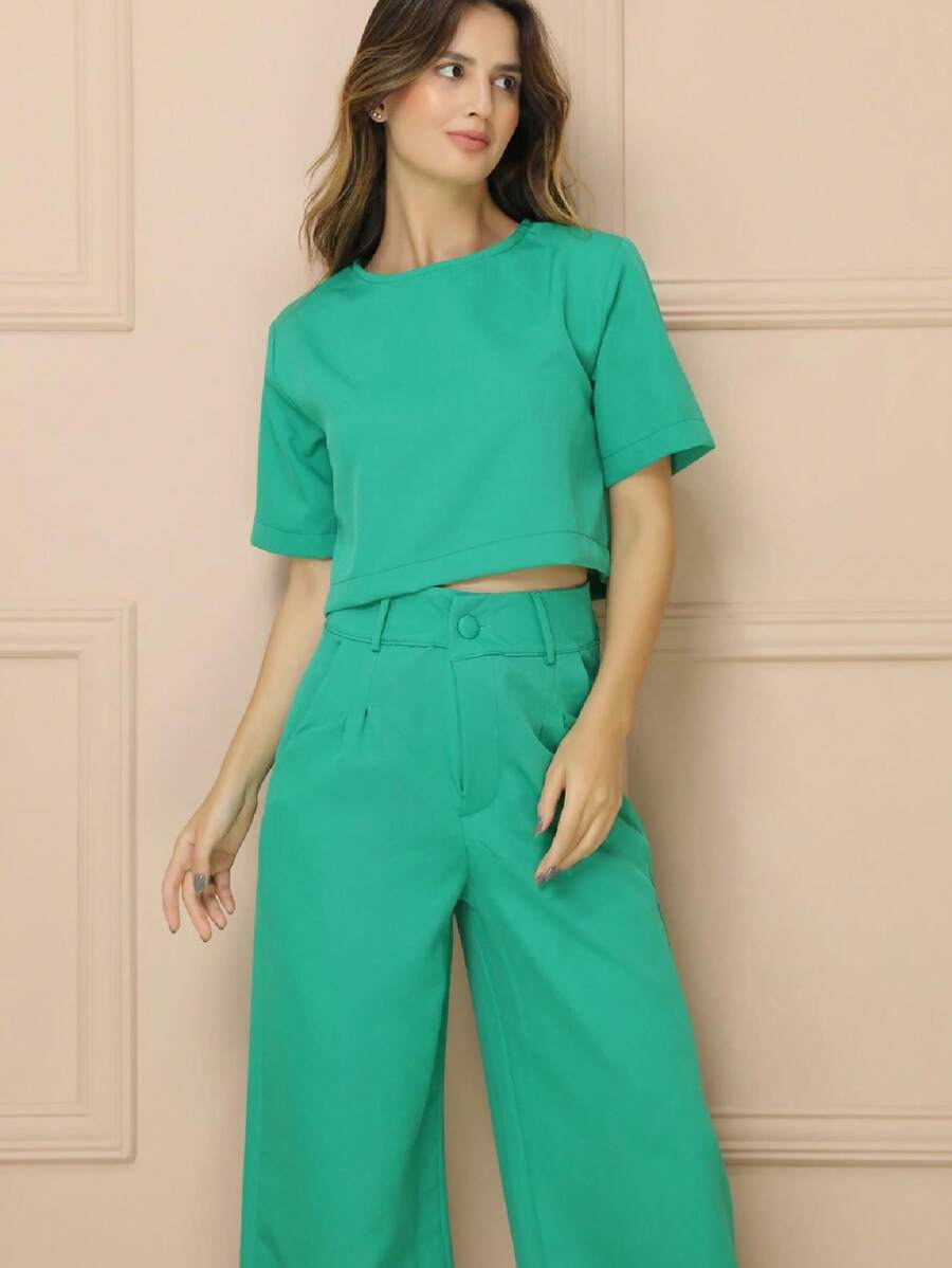 Women Two-piece Outfits - Green - View 1