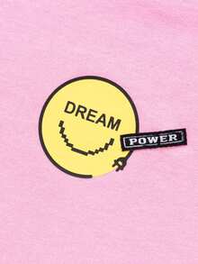 Balabala 春秋季少女露肩微笑字母補丁運動衫 - 粉色 - 查看 6