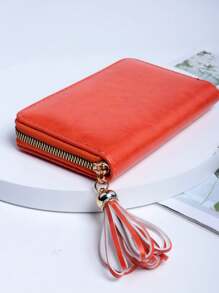 1pc Women's Orange Fashionable Pu Card Holder Wallet - Creative Design, Suitable For Daily Use And Carrying Out - Orange - View 11