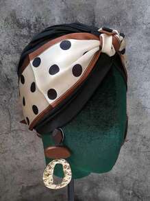 2件套女士真丝围巾和打结头巾，适合日常佩戴，可DIY多种佩戴方式，真丝睡帽，缎面睡帽 - 彩色 - 查看 2