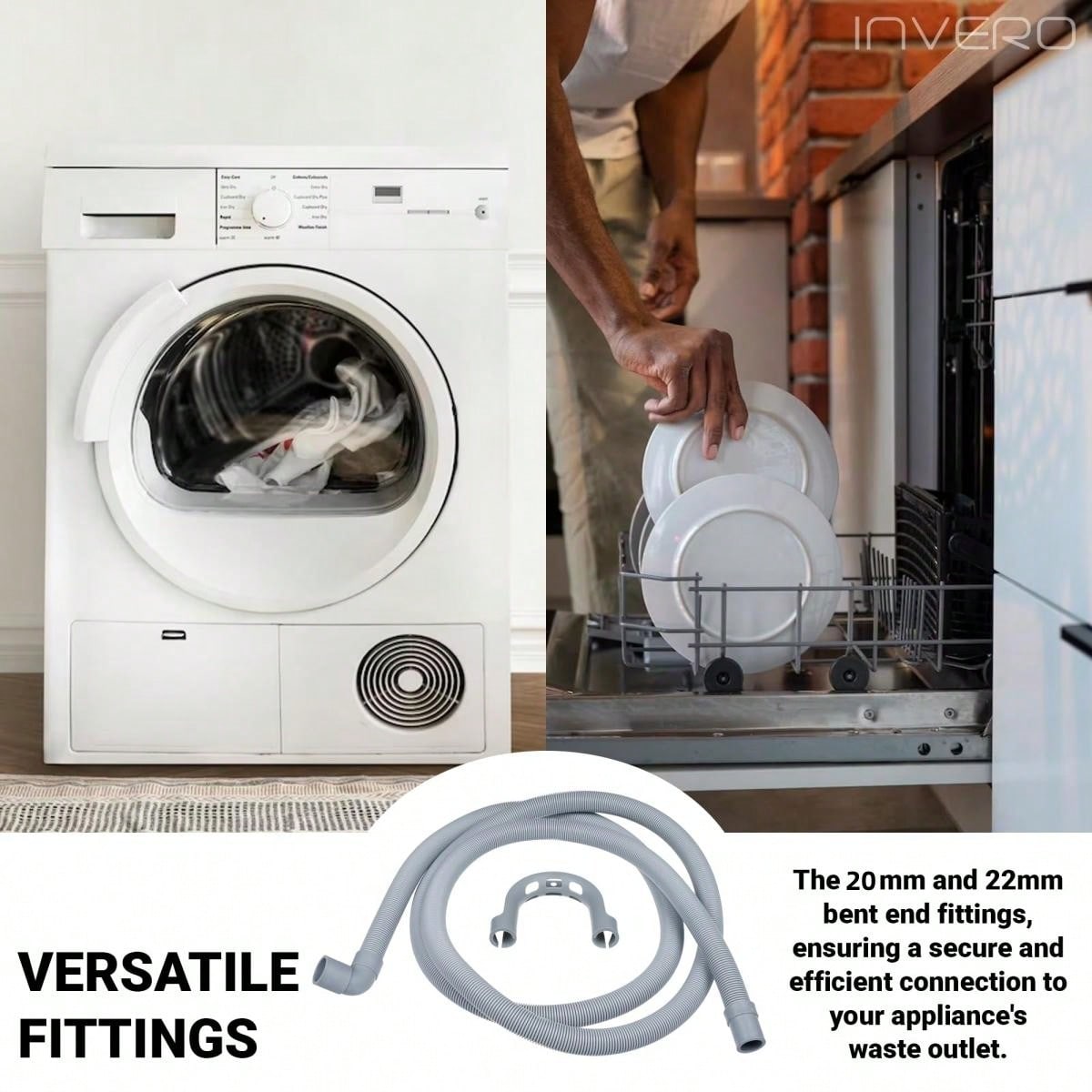 Universal Washing Machine And Dishwasher Drain Hose Kit, Bendable 22mm