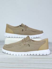 Zapatos Casuales Para Hombre, Mocasines, Zapatos Náuticos, Zapatillas De Deporte, Zapatos Planos De Moda Y Ocio Que Se Pueden Poner Sin Atar - Caqui - Ver 5