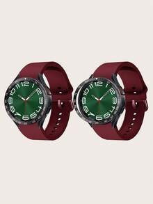 1 Miếng Silicone Watch Band  Với Khóa Và Thép không gỉ Sự bảo vệ Nhẫn Tương thích với Samsung Watch Ban nhạc Samsung Đồng hồ 4/5/6 - Màu Đỏ Sâu - Xem 2