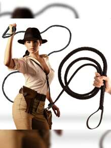 Indiana Jones Costume Accessory Whip - Black - View 1