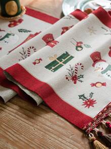 1 件聖誕主題提花桌旗 - 彩色 - 查看 8