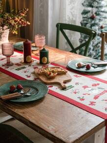 1 件聖誕主題提花桌旗 - 彩色 - 查看 4